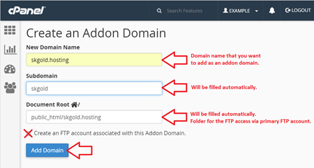 Create Addon Domain